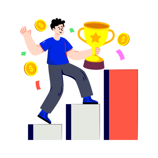 Business Award, Business Reward, Business Achievement, Successful Businessman, Business Trophy, illustration