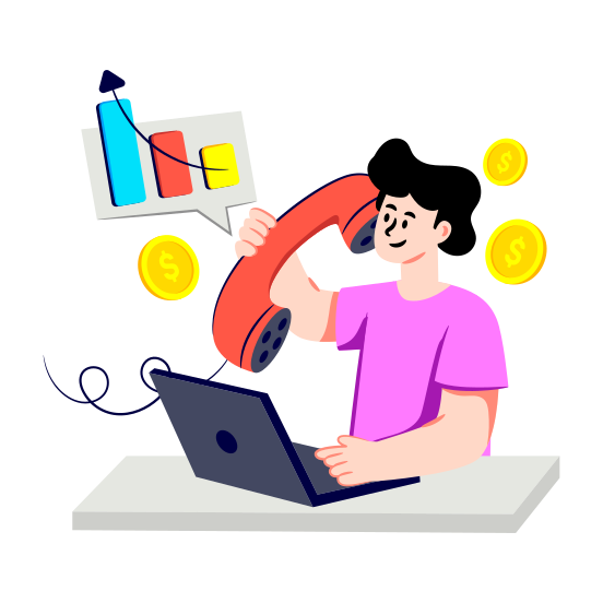 Business Call, Financial Call, Telecommunication, Phone Call, Teleconversation illustration