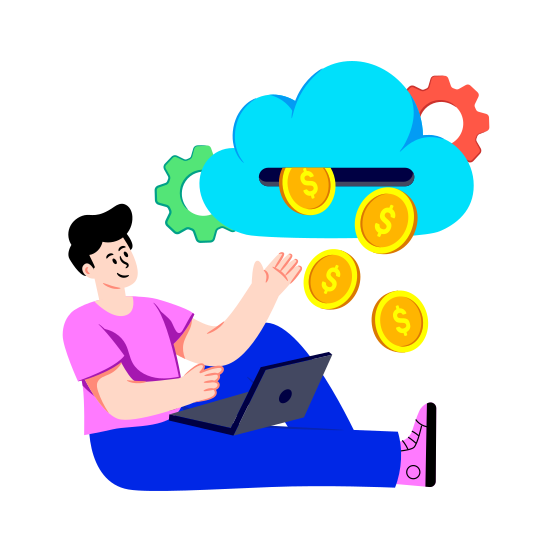 Cloud Earning, Cloud Money, Cloud Cash, Cloud Investment, Cloud Economy, illustration