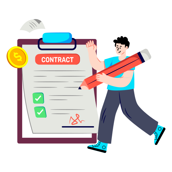 Contract Paper, Agreement, Deal, Signature, Contract Document illustration