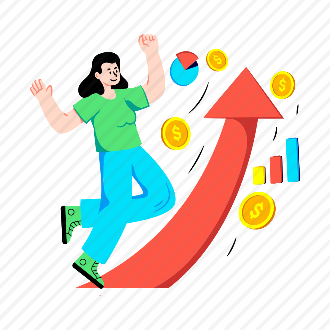 Financial Growth, Business Growth, Financial Progress, Infographic, Happy Businesswoman preview