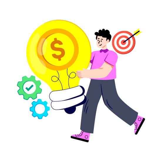 Financial Idea, Innovation, Business Idea, Creative Idea, Idea Management illustration