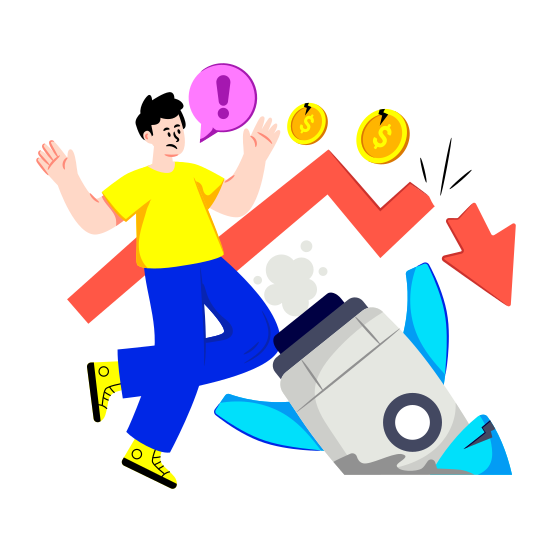 Startup Crisis, Startup Fail, Startup Recession, Business Loss, Financial Downfall illustration