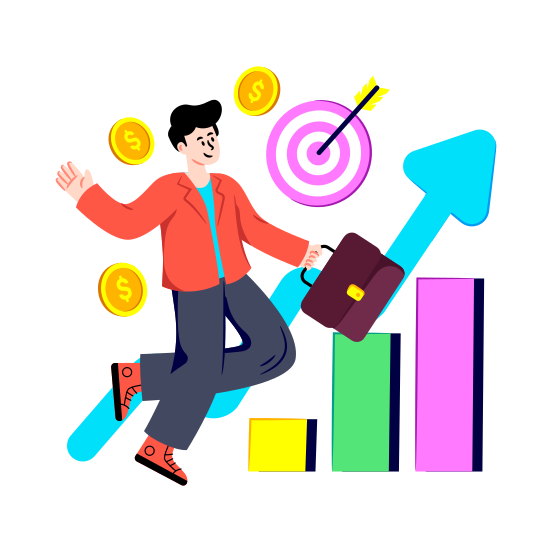 Successful Businessman, Business Growth, Business Progress, Infographic, Statistics, illustration