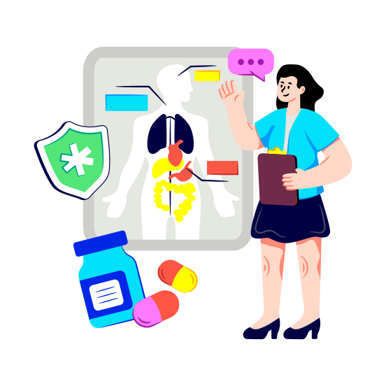 Human Body Presentation, Medical Representation, Doctor Discussion, Biology, Science, illustration