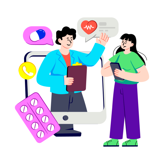 Online Doctor, Online Physician, Online Surgeon, Online Medical Consultant, E Doctor illustration