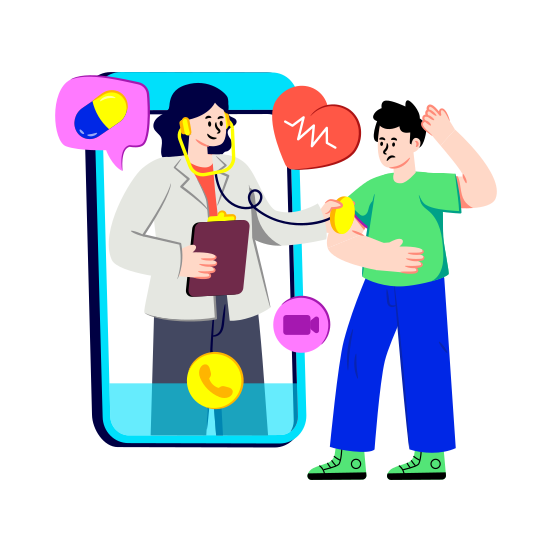 Online Doctor, Online Physician, Online Surgeon, Online Medical Consultant, E Doctor,icons illustration