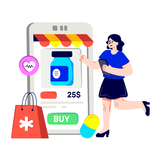 Online Pharmacy, Online Medicine, Medicine Shop, E Pharmacy, Buy Medicine Online illustration
