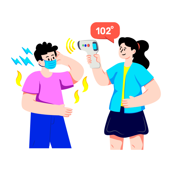 Temperature Checking, Fever Checking, Patient, Sick Person, Body Temperature illustration