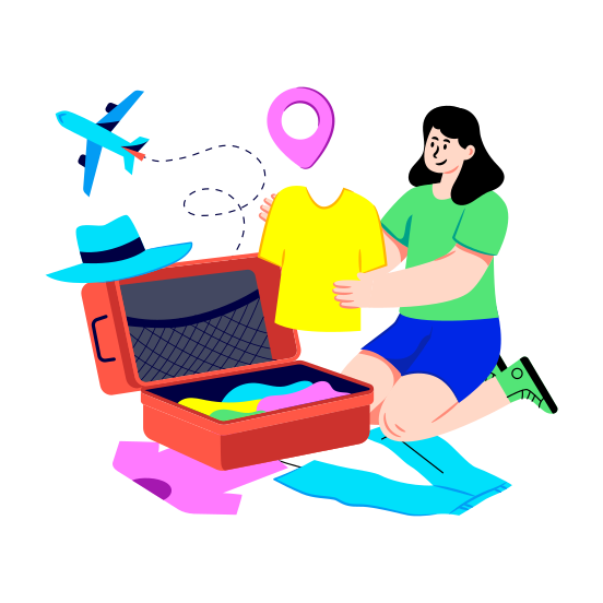 Bag Packing, Luggage Packing, Travel Preparation, Suitcase Packing, Briefcase Packing illustration