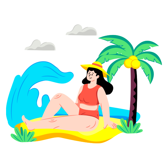 Beach Girl, Beach Woman, Beach Fun, Beach Enjoyment, Summer Vacations illustration