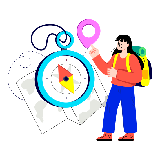 Compass, Windrose, Magnetic Tool, Travel Orientation, Direction Tool illustration