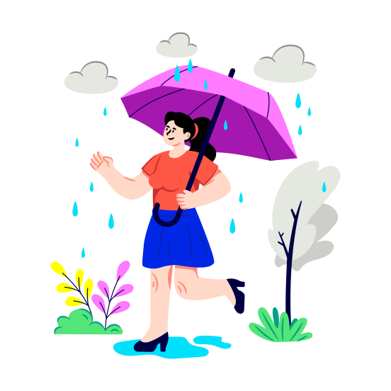 Enjoying Rain, Canopy, Sunshade, Rainshade, Bumbershoot, illustration