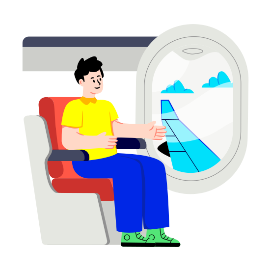 Window Seat Traveler, Tourist, Passenger, Plane Travel, Travel By Air, illustration