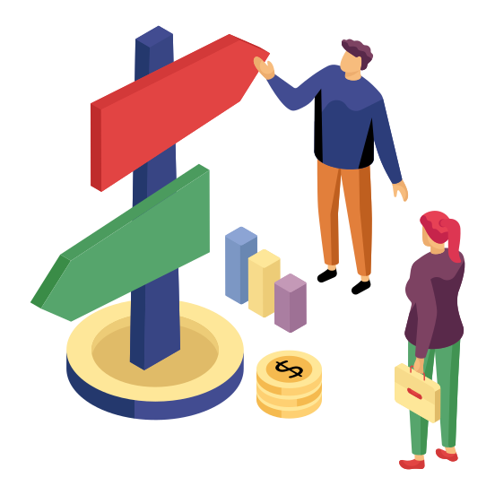 Business Direction, Business Path, Business Way, Choose Direction, Choose Path , illustration