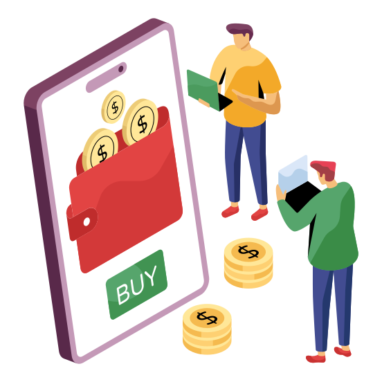 Mobile Buy, Buy Online, Mobile Wallet, Mcommerce, Mobile Purchase , illustration