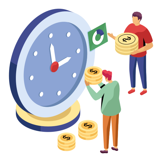 Time Is Money, Business Time, Efficiency, Productivity, Investment Time, illustration