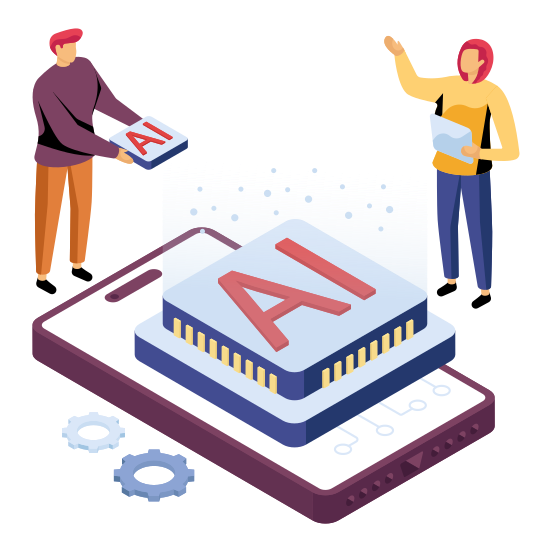 Mobile Ai, Artificial Intelligence, Ai Chip, Ai App, Mobile Technology , illustration