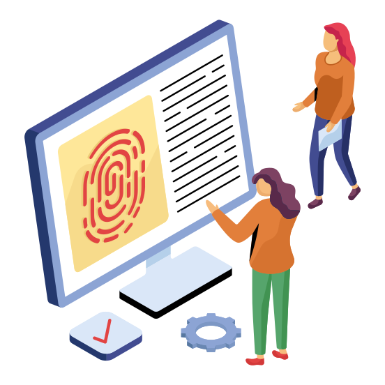 Online Fingerprint, Online Thumbprint, Online Biometric, Biometry, Computer Thumbprint , illustration