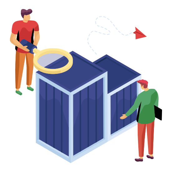 Building Relocation, Find Building, Search Building, Search Architecture, Building Exploration , illustration