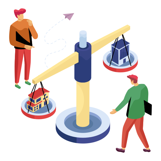 Home Vs Money, Home Balance, House Balance, Property Balance, Estate Balance , illustration