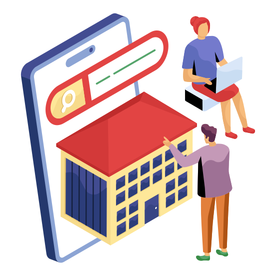 Online Property, Online House, Online Home, Online Real Estate, Real Estate App, illustration