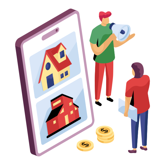 Online Property, Real Estate App, Online House, Online Home, Online Real Estate, illustration