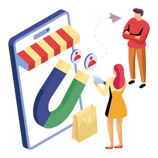 Attract Customers, Attract Consumers, Appeal Customers, Appeal Consumers, Attract Persons, illustration