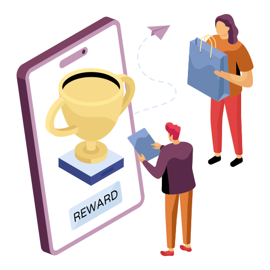 Mobile Reward, Mobile Trophy, Online Award, Triumph, Achievement , illustration