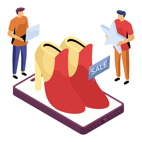 Mobile Shoe Sale, Online Shopping, Eshopping, Buy Online, Mcommerce , illustration