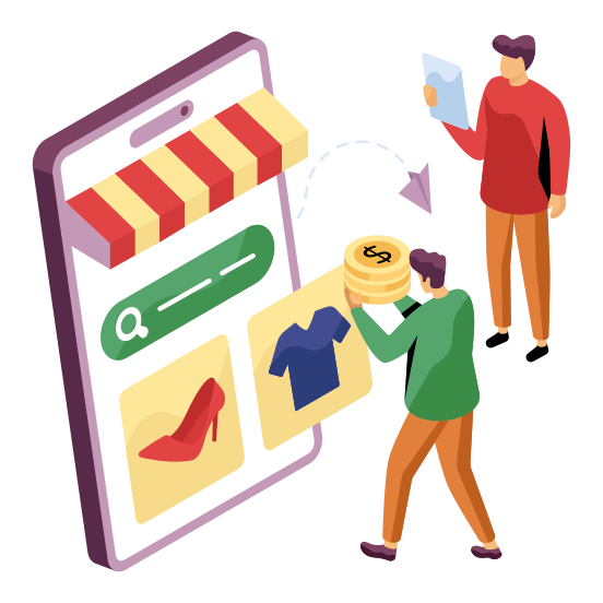 Mobile Shop, Mobile Store, Search Products Online, Mcommerce, Mobile Shopping , illustration