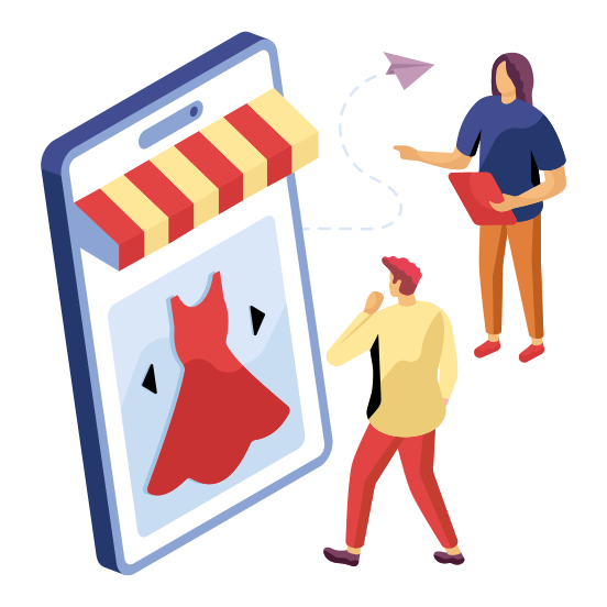 Mobile Shopping, Eshopping, Ecommerce, Shopping App, Buy Frock Online , illustration