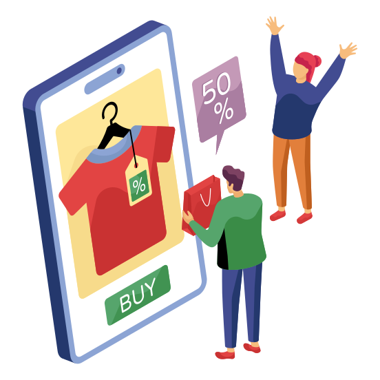 Mobile Shopping, Eshopping, Ecommerce, Shopping App, Buy Shirt Online , illustration