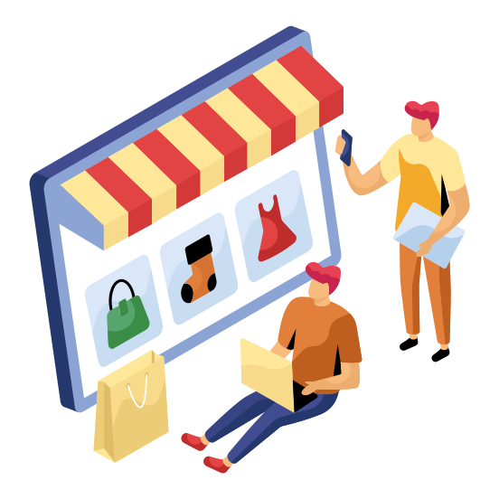 Online Products, Online Shopping, Online Shopping, Eshopping, Ecommerce, illustration