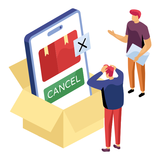 Order Cancel, Parcel Cancel, Package Cancel, Order Denied, Order Deleted, illustration