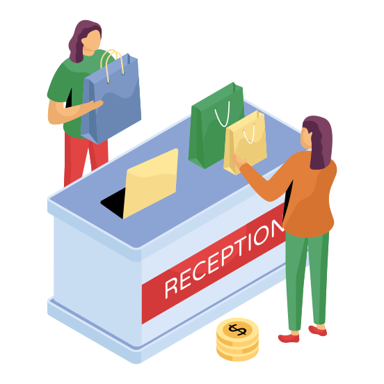 Reception, Reception Desk, Info Table, Info Desk, Front Desk, illustration