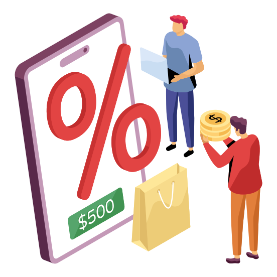 Shopping Discount, Mobile Shopping Sale, Shopping Bag, Commerce, Discount Sale, illustration