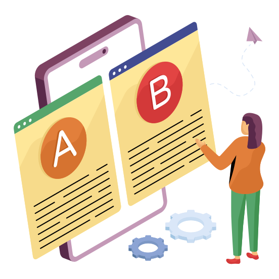 Ab Test, Comparison Test, Split Testing, Bucket Testing, Ui, illustration