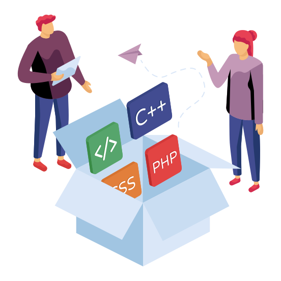 Coding Parcel, Coding Package, Coding Carton, Cardboard, Box, illustration