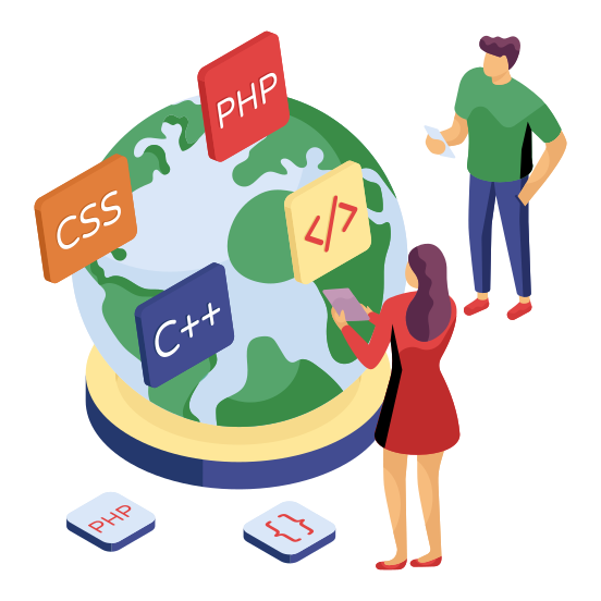 Global Coding, Global Programming, Php Coding, Css, Global Programmer , illustration