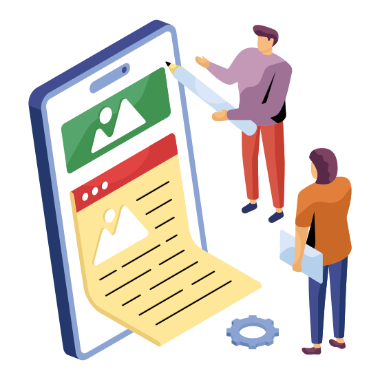 Mobile Content Writing, Blog Writing, Article Writing, Copywriting, Website Writing, illustration