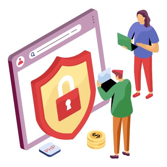 System Security, System Protection, Secure System, Computer Security, Computer Protection, illustration