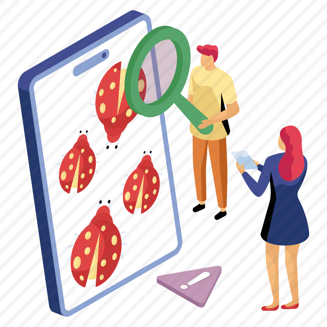 Bug Testing, Bug Analysis, Debugging, Search Bug, Search Virus, preview