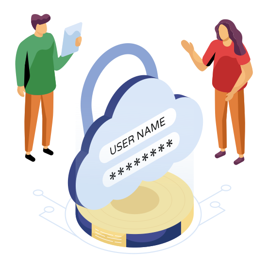 Cloud Login, Cloud Password, Cloud Passcode, Cloud Technology, Cloud Computing , illustration