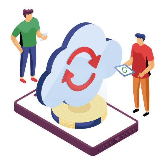 Cloud Update, Cloud Refresh, Cloud Sync, Cloud Synchronization, Cloud Reload, illustration