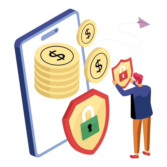 Financial Security, Financial Protection, Secure Currency, Secure Money, Secure Coins, illustration