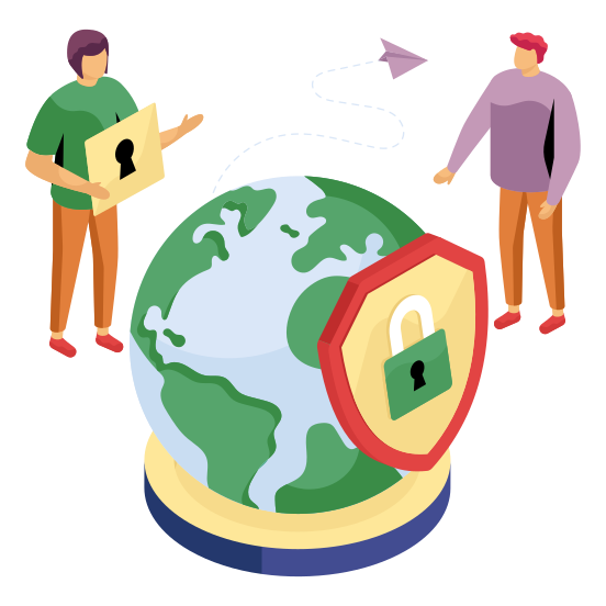 Global Security, Global Protection, Global Safety, Secure Globe, Worldwide Security, illustration