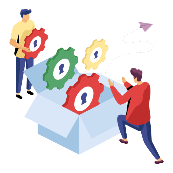 Parcel Management, Parcel Development, Package Management, Package Management, Security Management, illustration