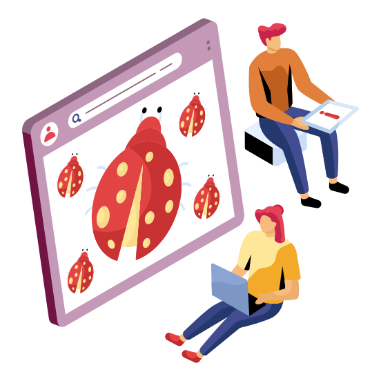 Web Bug, Web Virus, Malicious Website, Bug Website, Web Malware , illustration