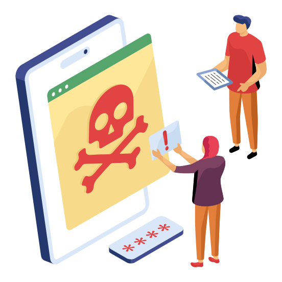 Web Hacking, Dangerous Website, Dangerous Webpage, Cybercrime, Cyber Attack, illustration
